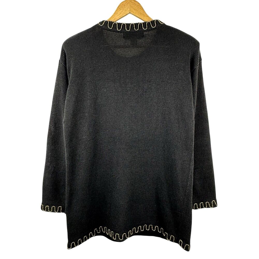 Vintage 80s Victoria Harbour Jewel Sweater M Black Beaded Glam Granny‎ Ugly - Picture 2 of 12